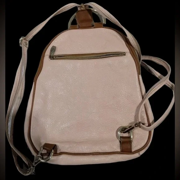 Valentina Italian Genuine Pebbled Pink Leather Backpack  display picture 3